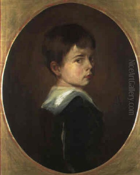 Bildnis Eines Knaben Im Matrosenanzug Oil Painting by Lenbach Franz Von