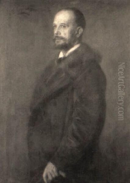 Bildnis Des Kaufmanns C.f. Schmidt Oil Painting by Lenbach Franz Von