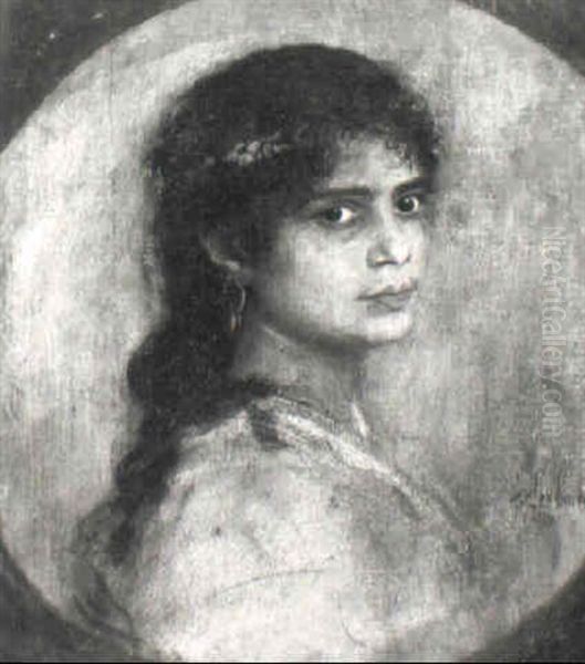 Junge Sudlanderin Oil Painting by Lenbach Franz Von