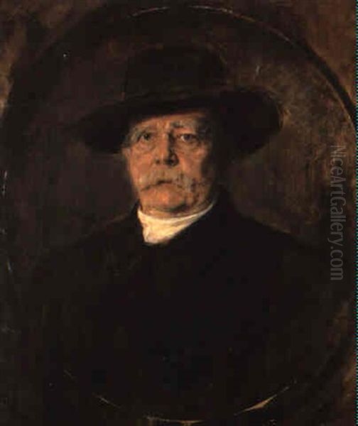 Portrait Otto Von Bismarck Oil Painting by Lenbach Franz Von