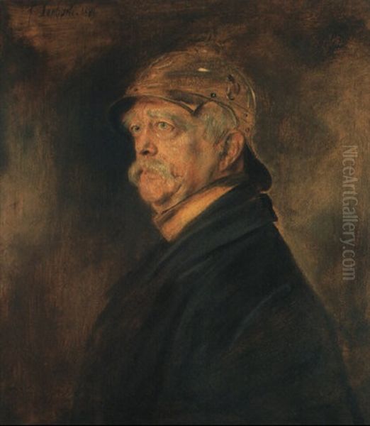 Otto Furst Von Bismarck In Uniform Und Mit Helm Oil Painting by Lenbach Franz Von