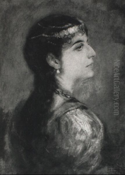 Bildnis Principessa Bandini Oil Painting by Lenbach Franz Von