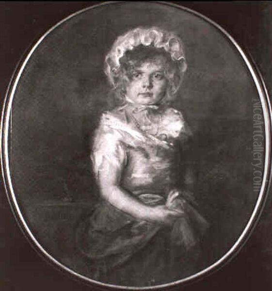 Kleines, Blondgelocktes Madchen, Mit Weisem Haubchen Oil Painting by Lenbach Franz Von