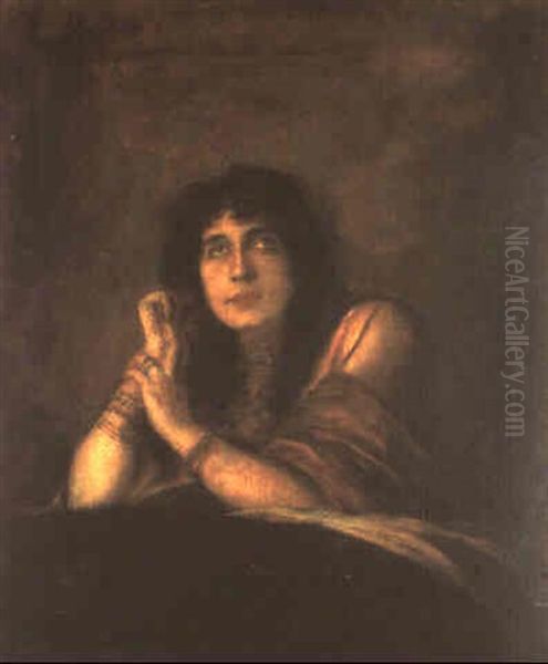 Sarah Bernhardt.als Lady Macbeth Oil Painting by Lenbach Franz Von