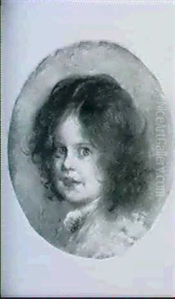 Kleines Madchen Mit Lockigem Haar Oil Painting by Lenbach Franz Von