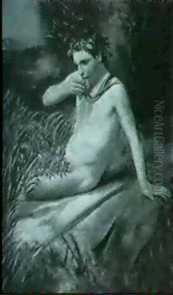 Flotenspielender Pan Oil Painting by Lenbach Franz Von