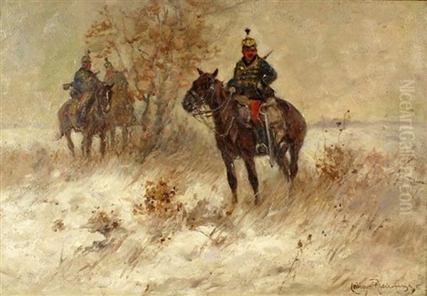 Patrol Oil Painting by Ede Lengyel-Reinfuss