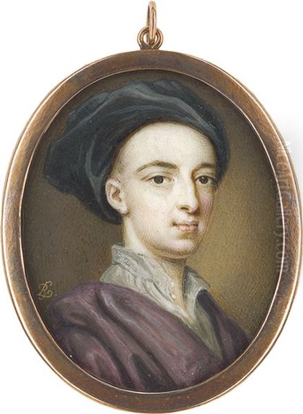 Bildnis Mr. Talbot Mit Grauer Samtkappe In Violetter Jacke Oil Painting by Bernard Lens III