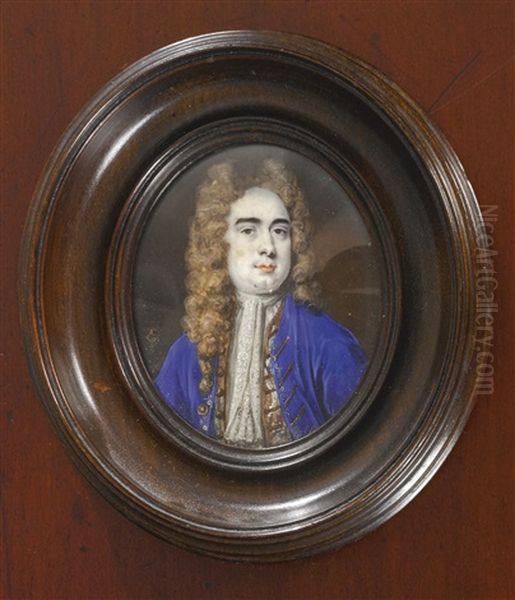 A Miniature Of A Gentleman, Traditionally Identified As Joseph Addison Oil Painting by Bernard Lens III