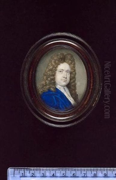 William Cheyne, 2nd Viscount Newhaven, Wearing Blue Cloak, White Jabot And Full-bottomed Wig Oil Painting by Bernard Lens III