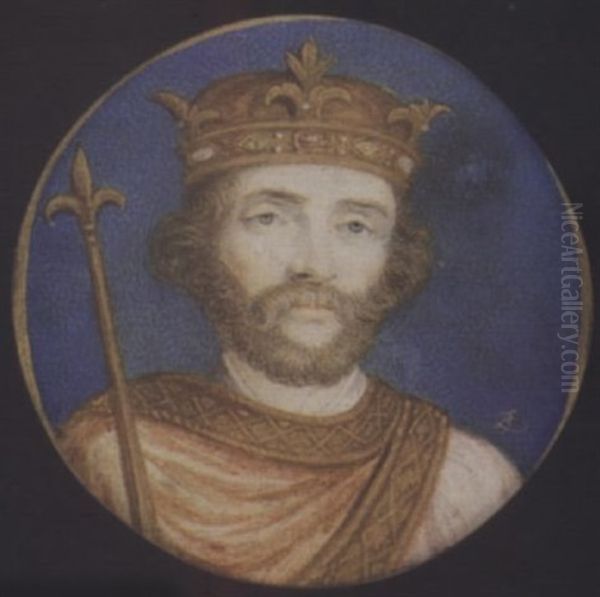 Henry Ii, King Of England Wearing Robes And Crown, Holding A Sceptre Oil Painting by Bernard Lens III
