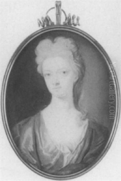 Lady Mary Seymour Wearing Decollete Pink Dress With White Underslip And Green Cloak Oil Painting by Bernard Lens III