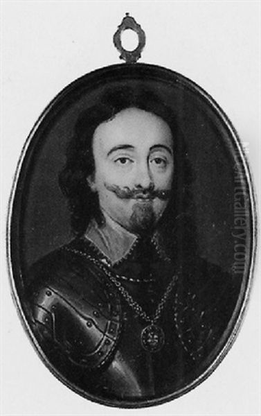 King Charles I In Armour, The Order Of The Garter On Gold Chain At His Neck Oil Painting by Bernard Lens III