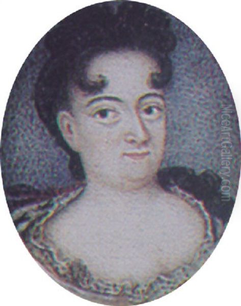 A Noblewoman In White Dress With Frilled Neckline And Red Cloak Oil Painting by Bernard Lens III