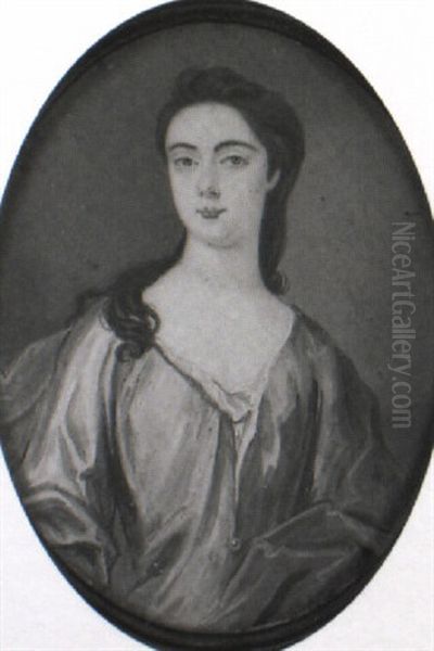 Fine Portrait Of A Lady Wearing A Blue Shawl Oil Painting by Bernard Lens III