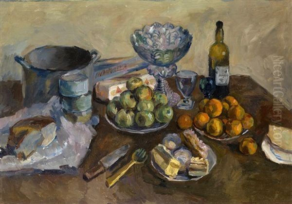 Still Life With Cakes And Fruit Oil Painting by Aristarkh Vasilievic Lentulov