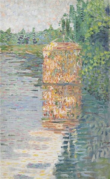 Tent Along The River Oil Painting by Aristarkh Vasilievic Lentulov