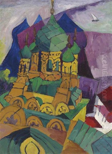 Church In Alupka Oil Painting by Aristarkh Vasilievic Lentulov