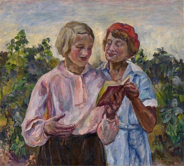 Reading Poetry Oil Painting by Aristarkh Vasilievic Lentulov