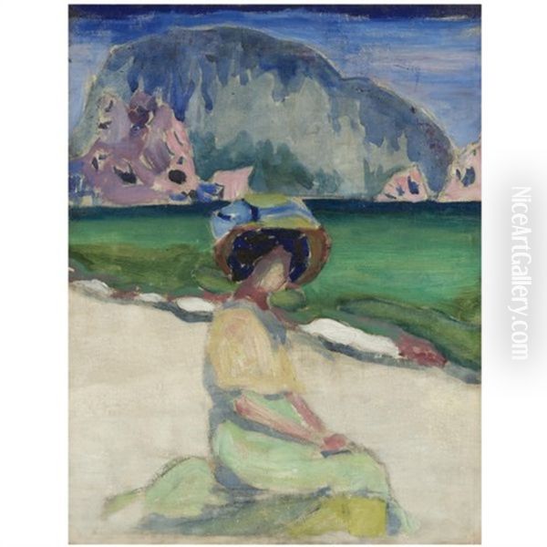 Woman By The Shore Oil Painting by Aristarkh Vasilievic Lentulov