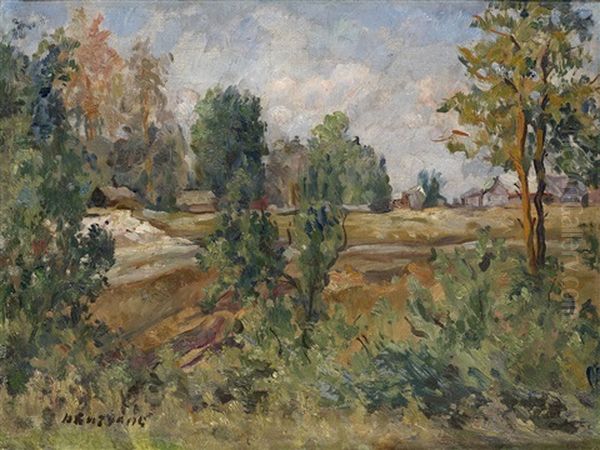 Village Landscape Oil Painting by Aristarkh Vasilievic Lentulov