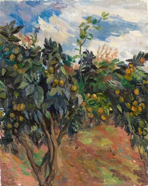 Orange Tree With Fruits Oil Painting by Aristarkh Vasilievic Lentulov