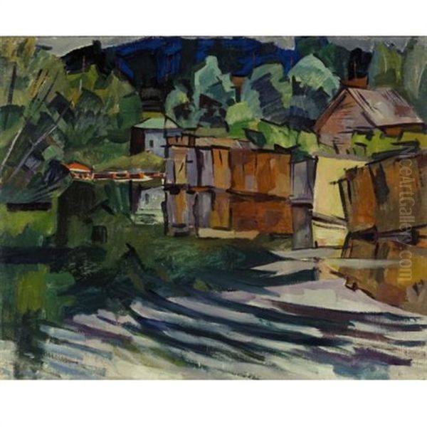 Lakeside Oil Painting by Aristarkh Vasilievic Lentulov