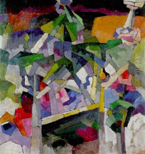 Landscape With Little Bridge, Kislowodsk Oil Painting by Aristarkh Vasilievic Lentulov