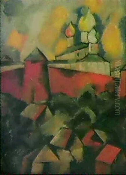 Motiv Fran Gamla Stan Oil Painting by Aristarkh Vasilievic Lentulov