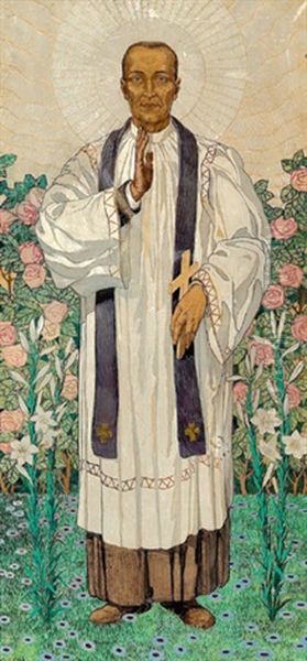 Heiliger Im Blumengarten Oil Painting by Maximilian, Max Lenz