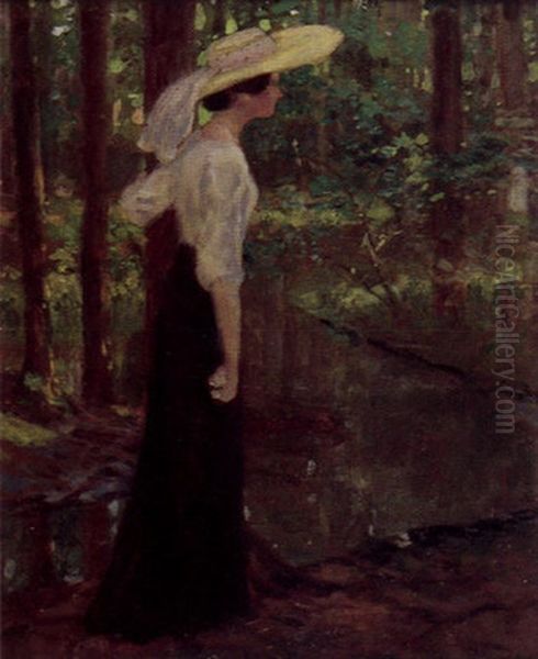 Jeune Femme Au Chapeau Jaune Oil Painting by Maximilian, Max Lenz