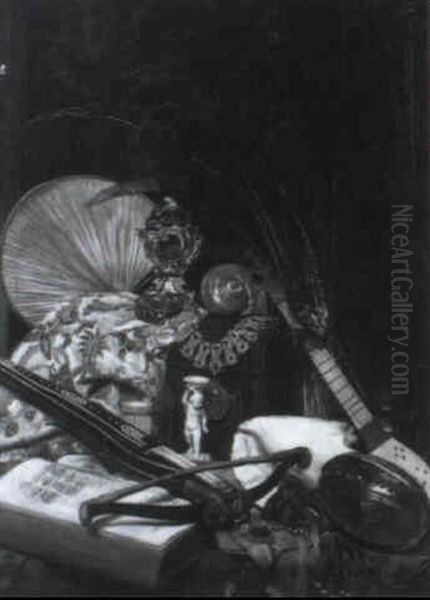 Stilleben Mit Armbrust, Urkunde Und Saiteninstrument Oil Painting by Maximilian, Max Lenz