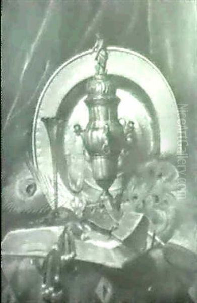 Stilleben Mit Pokal. Oil Painting by Maximilian, Max Lenz