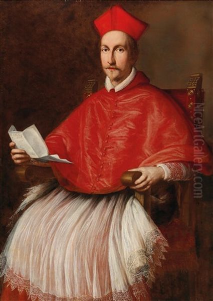 Portrait Of Cardinal Francesco Barberini Oil Painting by Ottavio Leoni