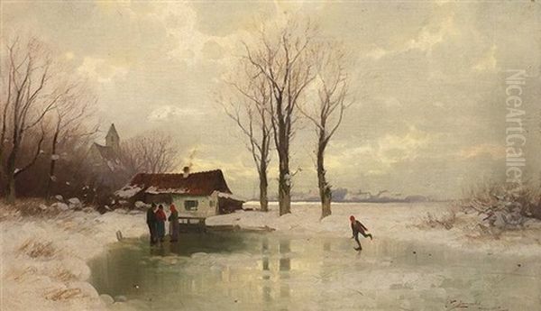 Eisvergnugen Oil Painting by Curt Leopold