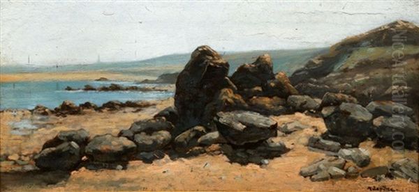 Les Rochers Oil Painting by Auguste Lepere