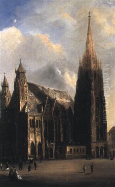 Vor Dem Stefansdom In Wien Oil Painting by Ferdinand Lepie