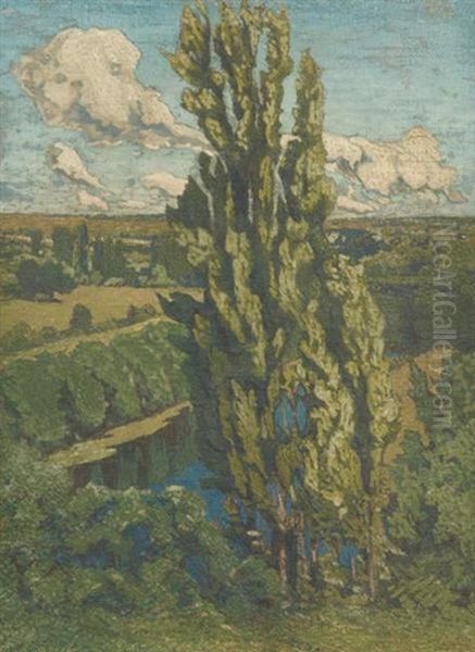 Les Peupliers D'italie Oil Painting by Joseph Louis Lepine