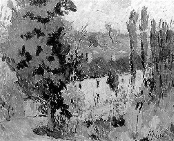Maisons Derriere Les Arbres Oil Painting by Joseph Louis Lepine