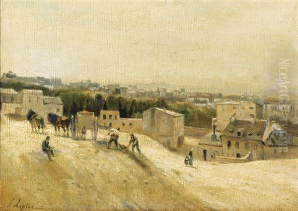 Les Terrassiers, Ancien Abreuvoir De Montmartre Oil Painting by Stanislas Lepine