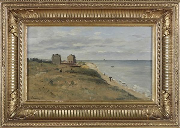 Bretonische Kustenlandschaft Mit Spaziergangern Oil Painting by Stanislas Lepine