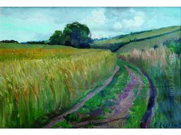 Chemin A Travers Champs (champagne) Oil Painting by France Leplat