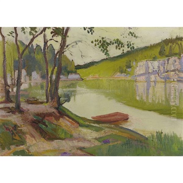 Fruhlingshafte Doubslandschaft Oil Painting by Charles L'Eplattenier