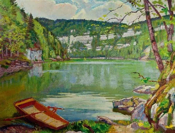 Barque Orange, Printemps Oil Painting by Charles L'Eplattenier