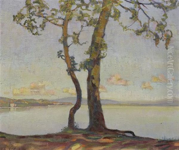 Vue Du Lac De Neuchatel Depuis Colombier Oil Painting by Charles L'Eplattenier