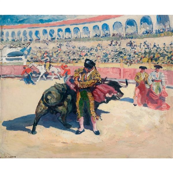 Scene De Tauromachie Oil Painting by Marcel Leprin