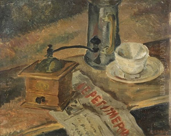 Nature Morte Au Moulin A Cafe Oil Painting by Marcel Leprin