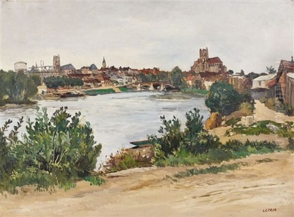 Auxerre, Les Bords De L'yonne Oil Painting by Marcel Leprin