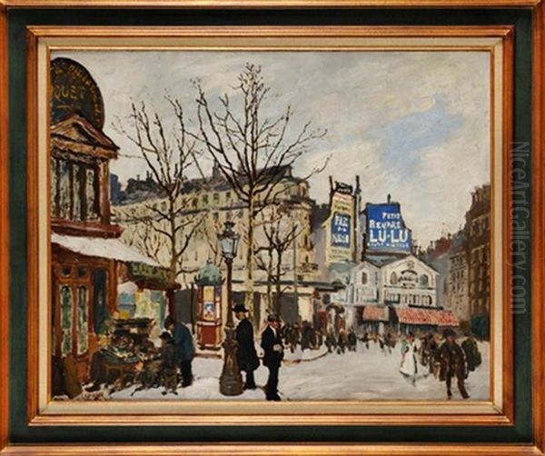 Rue De Paris Animee Oil Painting by Marcel Leprin