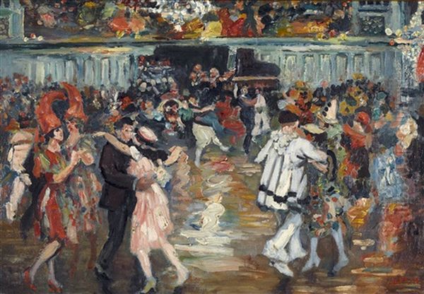 Le Bal Du Moulin Rouge Oil Painting by Marcel Leprin